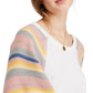Blusa de malha Rainbow Dreams feminina Free People, branca, tamanho grande