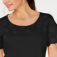 Camiseta feminina Karen Scott de algodão bordada, preta, tamanho M