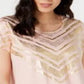JM Collection Blusa Feminina Chevron Paint Estampada Rosa Tamanho Pequeno