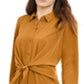 Vestido camisa feminino Alfani com amarração frontal, amarelo, tamanho 4, pequeno