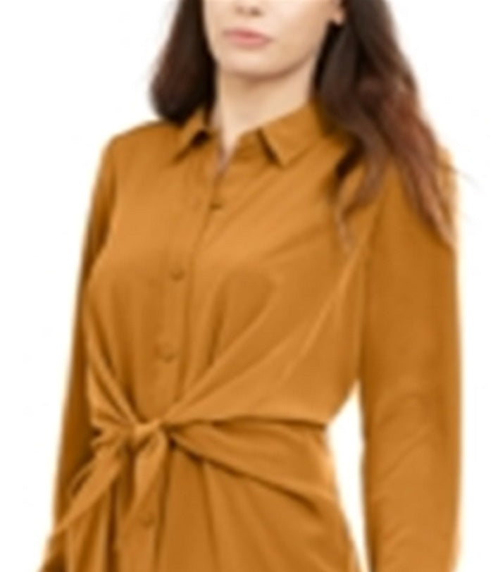 Vestido camisa feminino Alfani com amarração frontal, amarelo, tamanho 4, pequeno