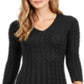 Vestido suéter de tricô trançado feminino Jessica Howard, preto, tamanho grande
