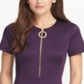 Vestido feminino DKNY manga curta acima do joelho roxo tamanho 14