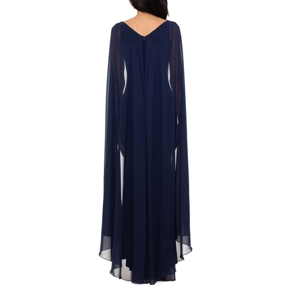 Vestido de chiffon feminino Betsy &amp; Adam, azul, tamanho 6