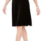 Vestido de noite feminino Connected Apparel, manga comprida, decote em V, comprimento até o joelho, preto, tamanho 10, pequeno