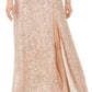 Vestido longo com fenda e lantejoulas esmeralda Sundae Junior, rosa, tamanho médio