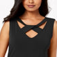 Blusa feminina com decote torcido JM Collection, preta, tamanho GG