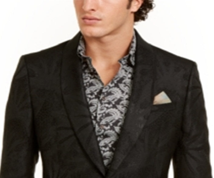 Tallia Masculino Clássico Shimmer Xale Gola Terno Preto Tamanho 42