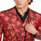 Blazer masculino Tallia curto Qipao Dragon Jacquard com lapela alta, vermelho, tamanho 40