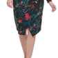 Vestido tubinho midi com decote canoa e manga comprida floral Tommy Hilfiger feminino, preto, tamanho 12