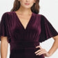 Macacão feminino DKNY com zíper e manga sino, decote em V, perna larga, roxo, tamanho 12