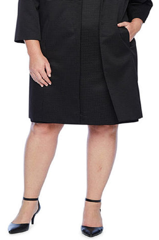 Vestido feminino texturizado sem mangas, decote redondo, comprimento até o joelho, para uso no trabalho, tamanho 24W