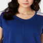 Blusa feminina de manga curta e decote redondo Style &amp; Co, azul, tamanho grande