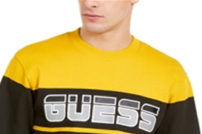 Suéter Guess Roy Sport Logo Masculino Amarelo Tamanho Médio