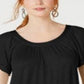 Blusa feminina estilo &amp; co com mangas bufantes e camadas, preta, tamanho médio
