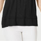 Blusa feminina estilo &amp; co com mangas bufantes e camadas, preta, tamanho médio