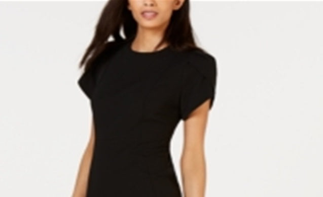 Vestido Calvin Klein Feminino Manga Pétala Acima do Joelho Preto Tamanho 6 Petite