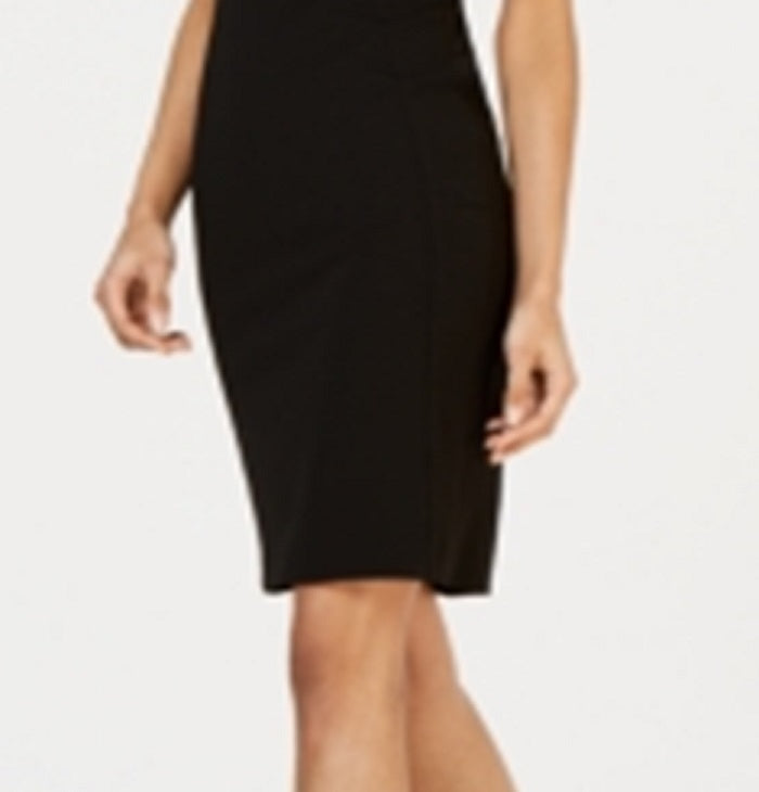 Vestido Calvin Klein Feminino Manga Pétala Acima do Joelho Preto Tamanho 6 Petite