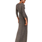Vestido formal Calvin Klein feminino com manga 3/4 e comprimento total, preto, tamanho 10