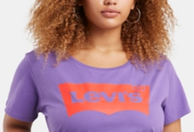 Camiseta feminina Levi's com logo, manga curta, roxa, tamanho 1X