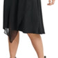 Vestido feminino DKNY com bainha assimétrica e manga transparente, preto, tamanho grande