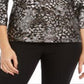 Top feminino com bolinhas em jacquard e gel da coleção JM, preto, tamanho XX-G