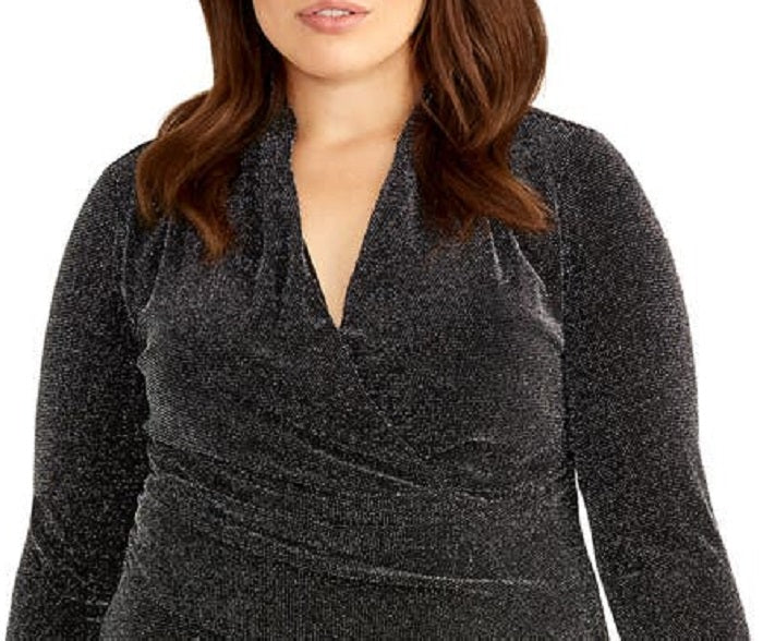 Vestido envelope falso com brilho da moda feminino Rachel Roy, tamanho 20W