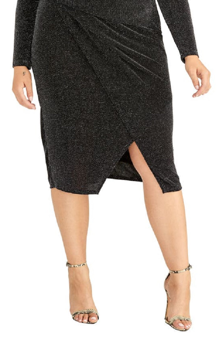 Vestido envelope falso com brilho da moda feminino Rachel Roy, tamanho 20W