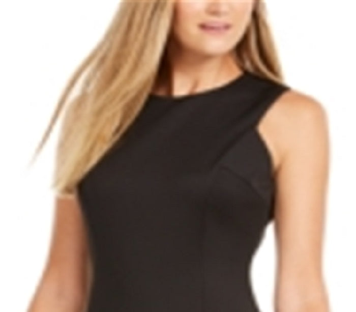 Vestido de festa curto Donna Ricco feminino, sem mangas, decote redondo, preto, tamanho 6