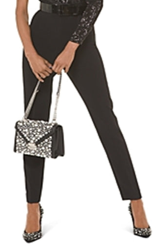 Macacão feminino Michael Kors com lantejoulas e um ombro só, preto, tamanho 8