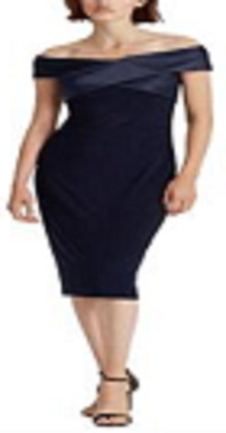 Vestido Ralph Lauren Feminino Manga Curta Abaixo do Joelho Azul Tamanho 6