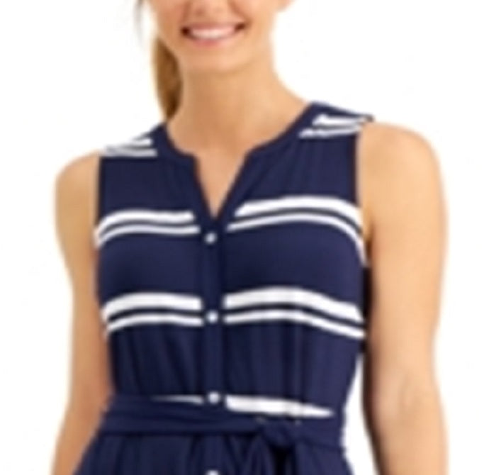 Vestido longo listrado feminino Charter Club azul tamanho XX-G