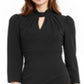 Vestido de coquetel Calvin Klein feminino com zíper e manga 3/4, decote em V e bainha acima do joelho, preto, tamanho 2