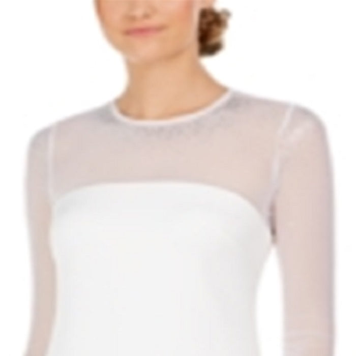 Vestido Calvin Klein Feminino com Mangas em Malha e Tachas, Branco, Tamanho 4