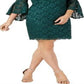 Vestido tubinho acima do joelho com manga sino Jessica Howard feminino, verde, tamanho 10