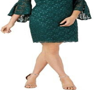 Vestido tubinho acima do joelho com manga sino Jessica Howard feminino, verde, tamanho 10