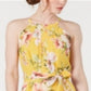 Vestido longo feminino Vince Camuto com babados florais, alto e baixo, amarelo, tamanho 14