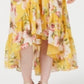 Vestido longo feminino Vince Camuto com babados florais, alto e baixo, amarelo, tamanho 14
