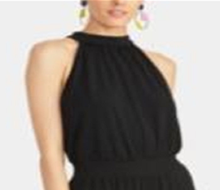 Vestido longo flare com alças finas Rachel Roy feminino, preto, tamanho pequeno
