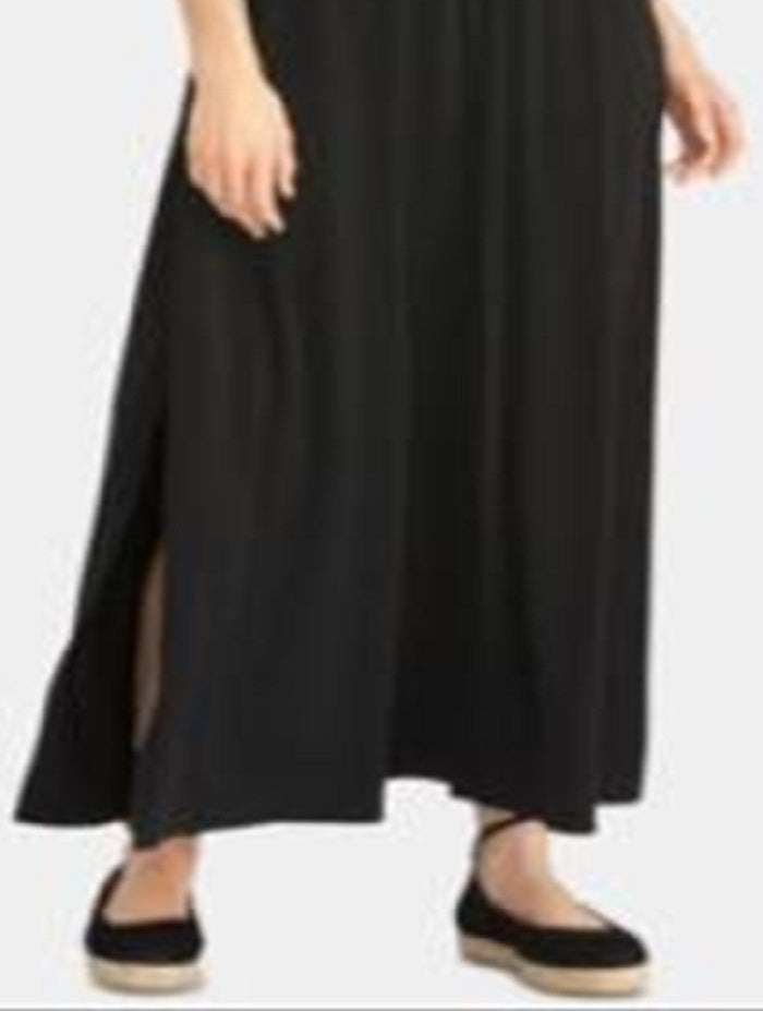 Vestido longo flare com alças finas Rachel Roy feminino, preto, tamanho pequeno