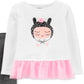 Conjunto de túnica e leggings Carter's Infant Girl's Cat Peplum e Pom Pom, branco, tamanho 12 MOS