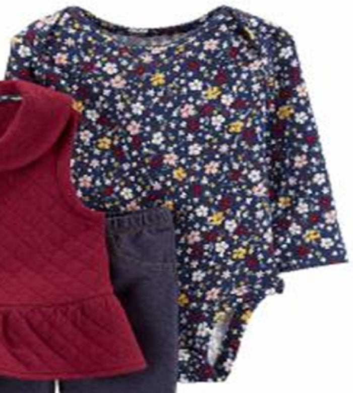 Conjunto legging Carter's Girl 3 peças vermelho tamanho recém-nascido