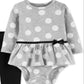 Conjunto de body Carter's Girl 2 peças cinza tamanho bebê recém-nascido