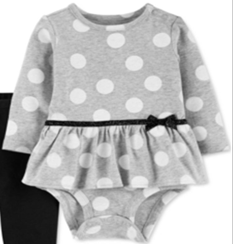 Conjunto de body Carter's Girl 2 peças cinza tamanho bebê recém-nascido