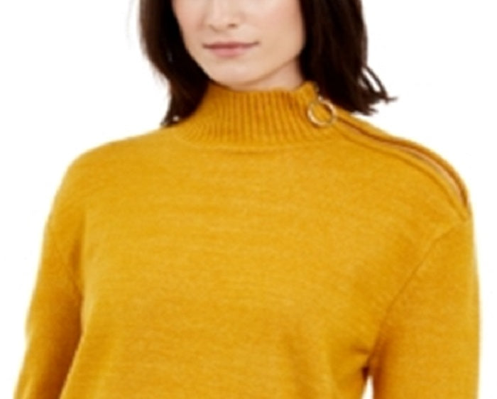 Suéter feminino com zíper lateral INC International Concepts, amarelo, tamanho pequeno