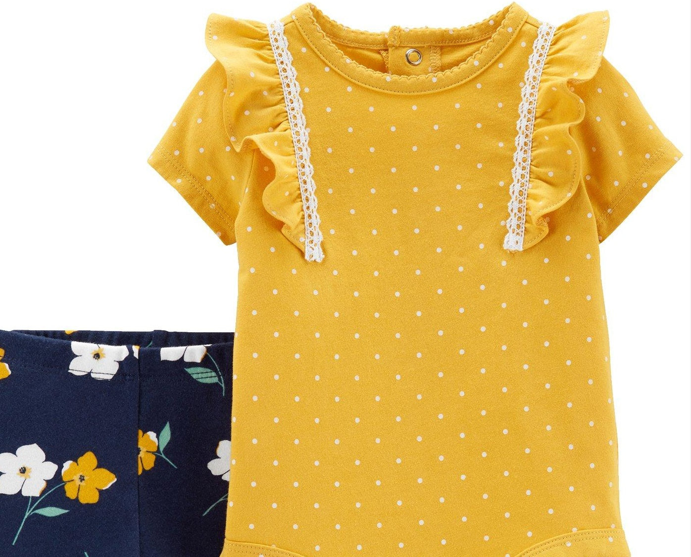 Conjunto de 2 peças de body e leggings de algodão Carter's Baby Girl, tamanho amarelo, recém-nascido