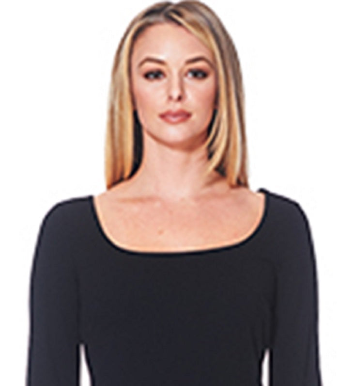 Vestido de coquetel Calvin Klein feminino, manga longa, decote redondo, comprimento até o joelho, preto, tamanho 6