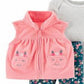 Conjunto de macacão infantil Carter's para meninas, colete plissado de unicórnio, tamanho rosa, recém-nascido