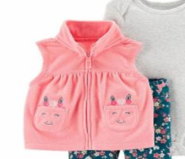 Conjunto de macacão infantil Carter's para meninas, colete plissado de unicórnio, tamanho rosa, recém-nascido