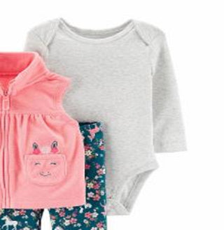 Conjunto de macacão infantil Carter's para meninas, colete plissado de unicórnio, tamanho rosa, recém-nascido